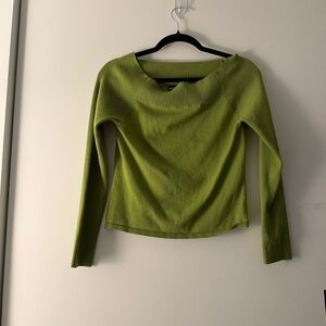 Wet Seal Green Ribbed Long Sleeve Top